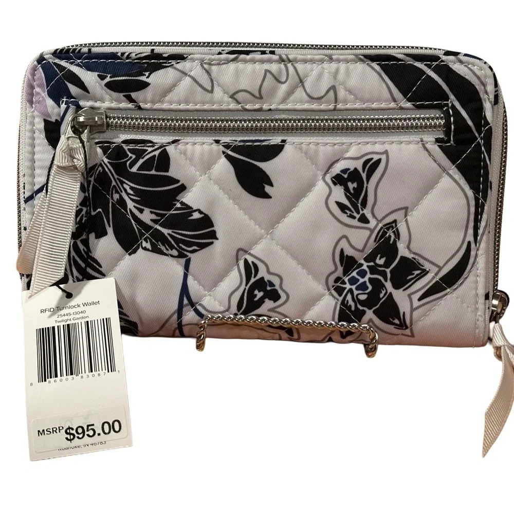 Vera Bradley RFID Turnlock & Zip Wallet - Twilight Garden Performance Twill NWT